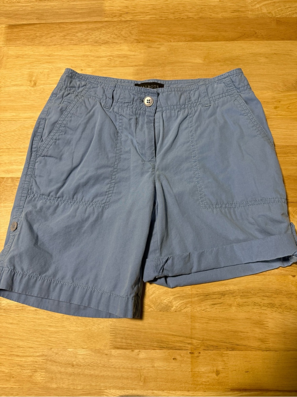 Talbots Petite Utility Shorts Women’s 0P Light Blue Roll Cuff